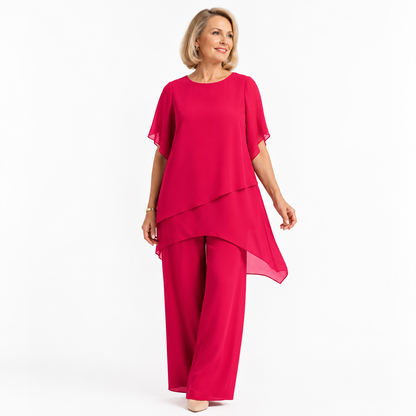 Ensemble femme en mousseline ample asymétrique 2 pièces