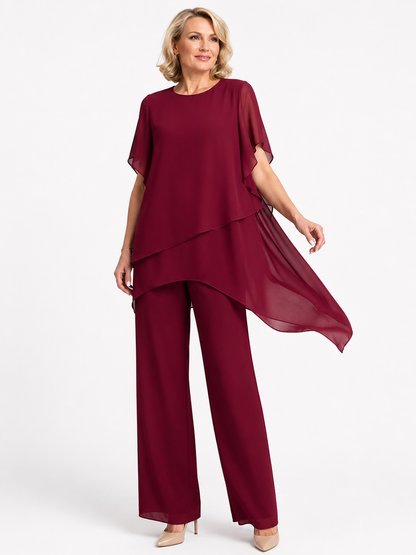 Ensemble femme en mousseline ample asymétrique 2 pièces