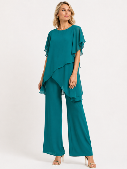 Ensemble femme en mousseline ample asymétrique 2 pièces