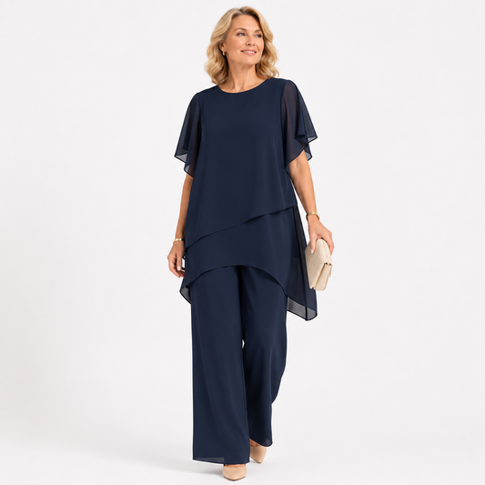 Ensemble femme en mousseline ample asymétrique 2 pièces