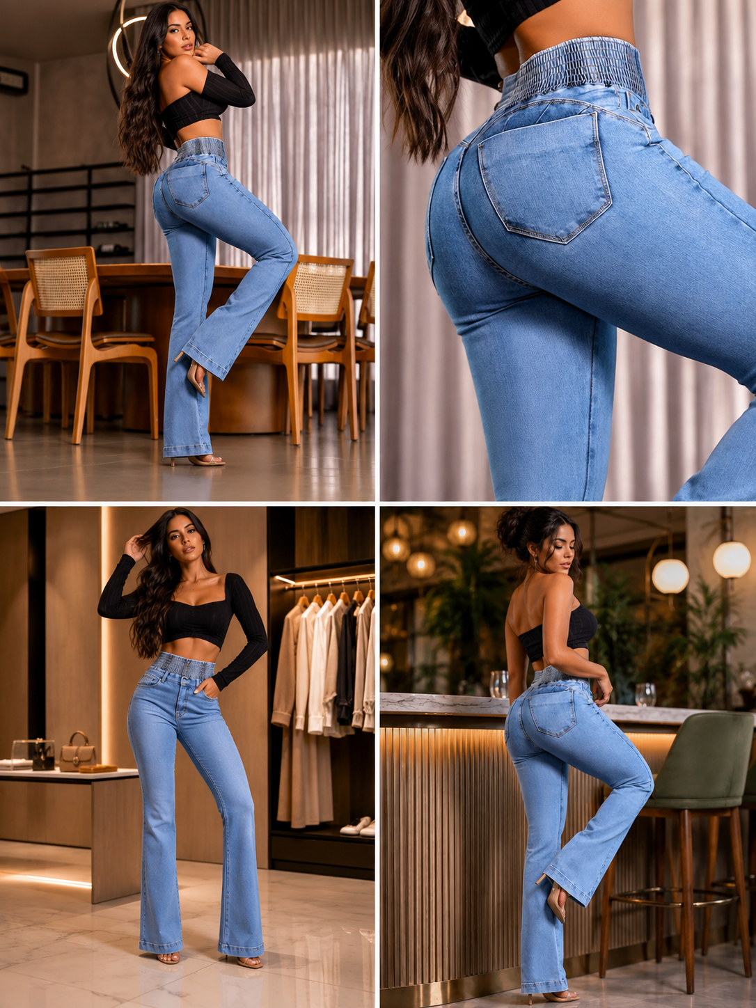 Pantalon Femme Taille Haute à Fronces et Fermeture Boutonnée