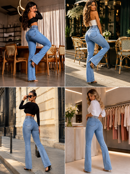 Pantalon Femme Taille Haute à Fronces et Fermeture Boutonnée