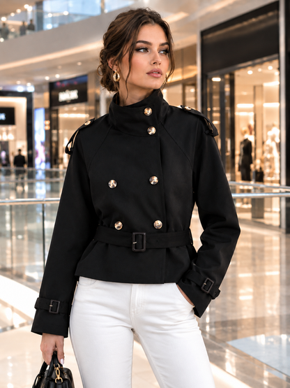 Trench Court Femme à Ceinture – Élégance Structurée