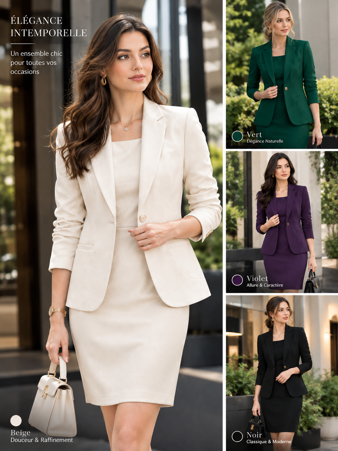 Ensemble Élégance Féminine – Robe & Veste Ajustées